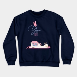 Llama and a cute, funny cat doing yoga Crewneck Sweatshirt